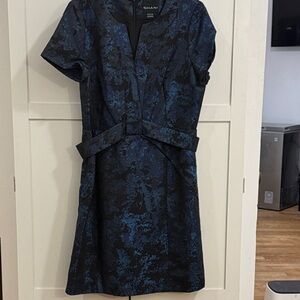 Elegant SHAN Midi Dress in Blue and Black